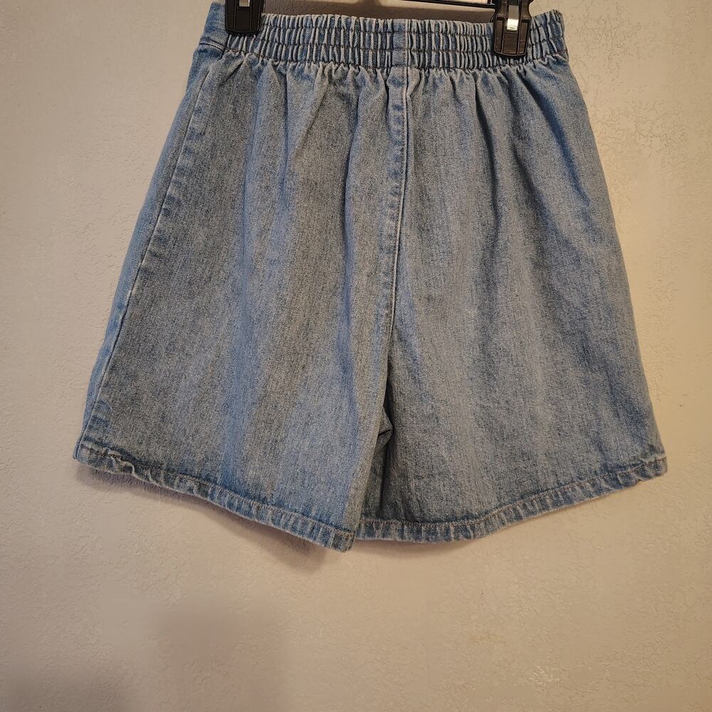 Lands' End Denim Skort girls sz 14 Light Wash Wrap Front Nautical Shorts Skirt - Picture 2 of 13